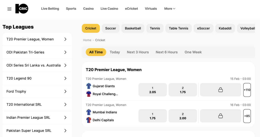 10cric cricket betting