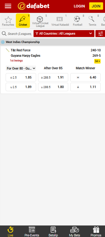 Dafabet Cricket betting