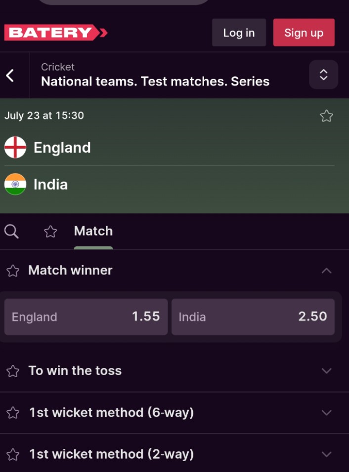 ENG vs IND Test Match Betting