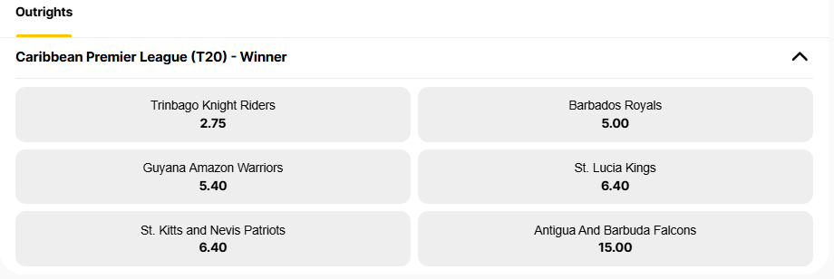 CPL 2025 winner odds